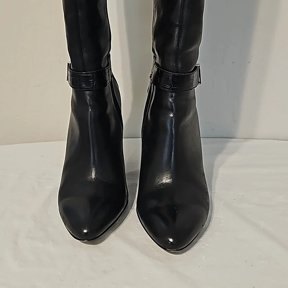 Ann Taylor Black Leather Wedge Boot - Picture 2 of 6